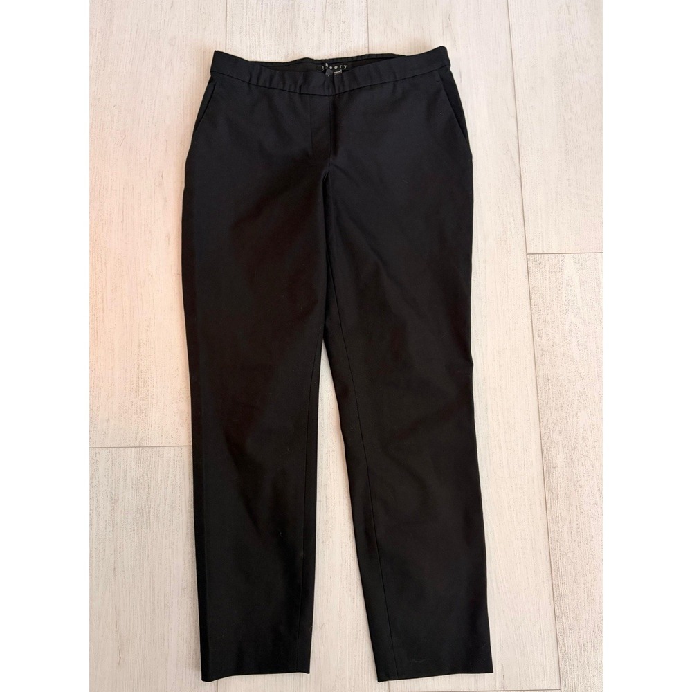 Theory Slim Pull On Pants in Stretch Cotton Sz 4 Black